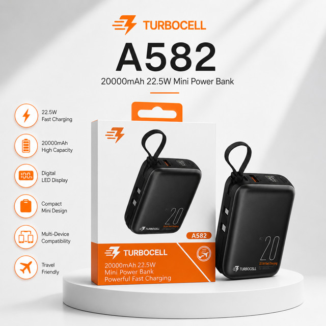 پاوربانک 20هزار/20000میلی آمپر توربوسلTurboCell مدل A582